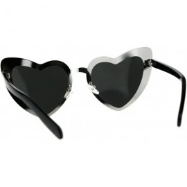 Oversized Heart Shape Sunglasses Metal Frame Lolita Fashion Shades UV 400 - Silver (Silver Mirror) - CR18EIG8Z8W $21.19
