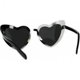 Oversized Heart Shape Sunglasses Metal Frame Lolita Fashion Shades UV 400 - Silver (Silver Mirror) - CR18EIG8Z8W $10.45