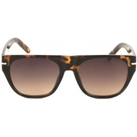 Shield Flat Top Curved Nose Round Flat Lens Temple Line Sunglasses - Brown Demi - C3197S543U4 $15.64