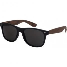 Wayfarer Horn Rimmed Wood Pattern Sunglasses for Men Women Spring Hinge 5401ASWD-SD - C218I4GIRGE $7.71