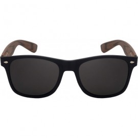Wayfarer Horn Rimmed Wood Pattern Sunglasses for Men Women Spring Hinge 5401ASWD-SD - C218I4GIRGE $7.71