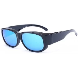 Square Wear Around Polarized Sunglasses for Men & Women TR90 Wear Over Prescription Glasses - Black/Blue - CL12FW5DU6F $21.44