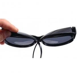 Square Wear Around Polarized Sunglasses for Men & Women TR90 Wear Over Prescription Glasses - Black/Blue - CL12FW5DU6F $13.91