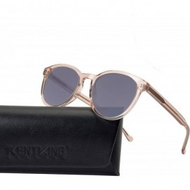 Sport Vintage Round Sunglasses Women Small Face Scratch Resistant Clear Frame Pink Beach Shades - Transparent Pink - CV196XS7...