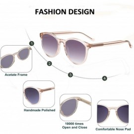 Sport Vintage Round Sunglasses Women Small Face Scratch Resistant Clear Frame Pink Beach Shades - Transparent Pink - CV196XS7...