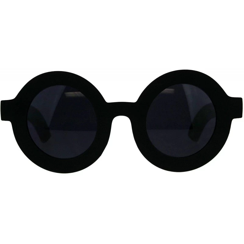 Round Thick Round Sunglasses Womens Beveled Matted Frame Black UV 400 - C018HE6IKKU $8.18