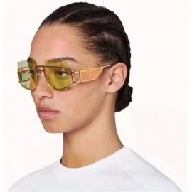 Square Woman Retro Oversized Big Square Frame UV400 Polarized Sunglasses for Female 2130 - Tea - C618ZA66GY7 $35.89