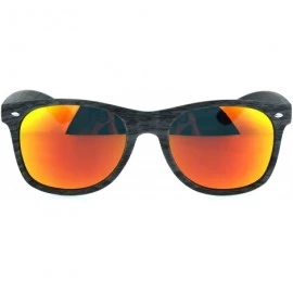 Rectangular Color Mirror Wood Grain Classic Hipster Plastic Horned Rim Sunglasses - Grey Orange - CL1853QT5W3 $8.35