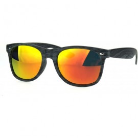 Rectangular Color Mirror Wood Grain Classic Hipster Plastic Horned Rim Sunglasses - Grey Orange - CL1853QT5W3 $8.35