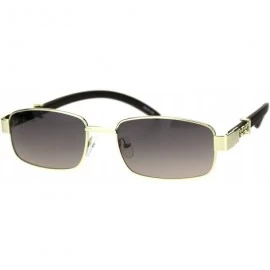 Rectangular Mens OG Rapper Narrow Rectangular Chain Arm Baroque Sunglasses - Light Gold Grey Smoke - CX18SSEXZ05 $12.99