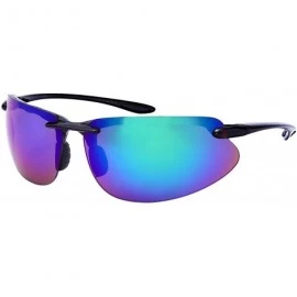 Wrap Sleek Sports Wrap Sunglasses w/Color Mirror Lens 570053-REV - Clear Brown - CQ12OCZZ1LF $11.54