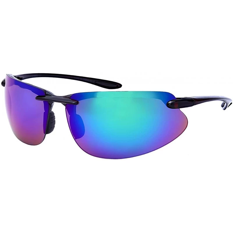 Wrap Sleek Sports Wrap Sunglasses w/Color Mirror Lens 570053-REV - Clear Brown - CQ12OCZZ1LF $11.54