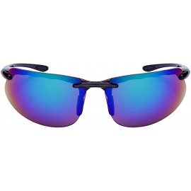Wrap Sleek Sports Wrap Sunglasses w/Color Mirror Lens 570053-REV - Clear Brown - CQ12OCZZ1LF $11.54