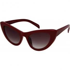 Square Retro Inspired Cateye Sunglasses for Women Plastic Frame 34181-AP - Red Frame/Grey Gradient Lens - CN18KDL7HSD $18.97