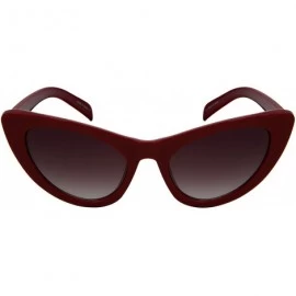 Square Retro Inspired Cateye Sunglasses for Women Plastic Frame 34181-AP - Red Frame/Grey Gradient Lens - CN18KDL7HSD $10.12