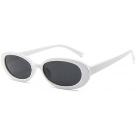 Oval Women Fashion Unique Sun Glasses Oval Shape Frame Sunglasses Sunglasses - White Gray - CJ18SC55DGW $9.02