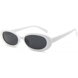 Oval Women Fashion Unique Sun Glasses Oval Shape Frame Sunglasses Sunglasses - White Gray - CJ18SC55DGW $14.97