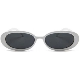 Oval Women Fashion Unique Sun Glasses Oval Shape Frame Sunglasses Sunglasses - White Gray - CJ18SC55DGW $9.02