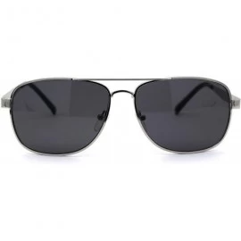 Rectangular Mens Rectangular Metal Rim Officer Style Pilots Sunglasses - Silver - CL197UYE6X6 $19.05