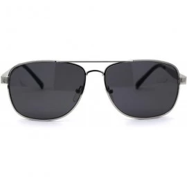 Rectangular Mens Rectangular Metal Rim Officer Style Pilots Sunglasses - Silver - CL197UYE6X6 $11.28