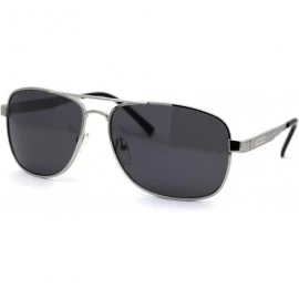 Rectangular Mens Rectangular Metal Rim Officer Style Pilots Sunglasses - Silver - CL197UYE6X6 $11.28