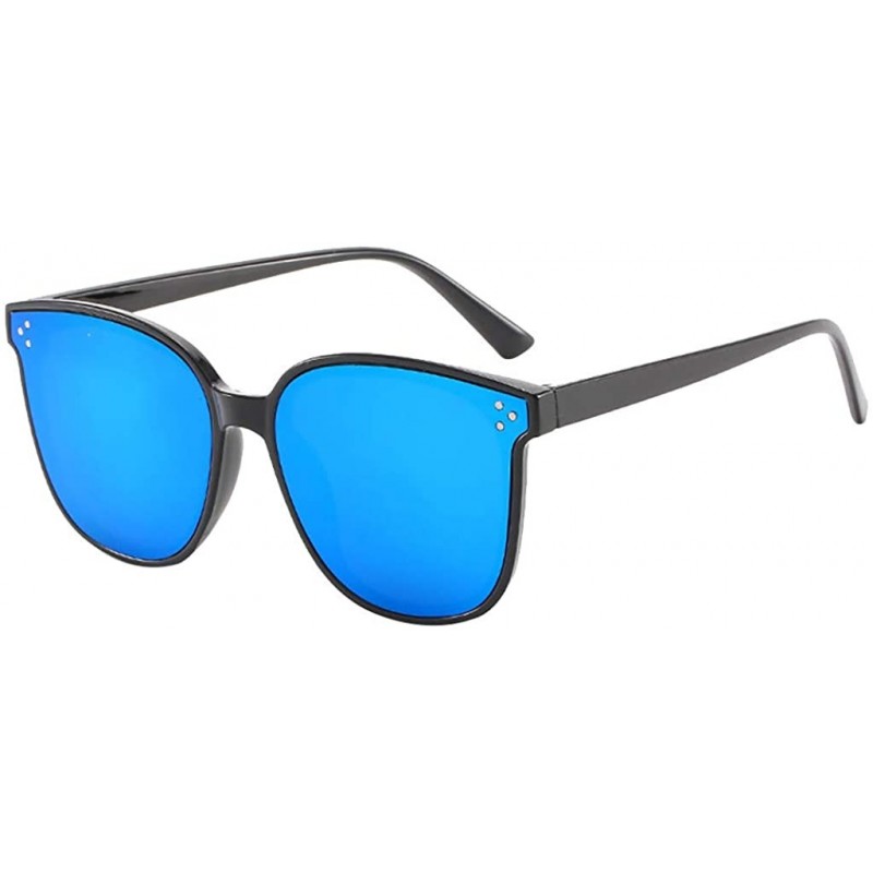 Oversized Oversized Women's Lightweight Fashion Sunglasses - Mirrored Polarized Lens - Blue - CE18RMN24YL $13.24