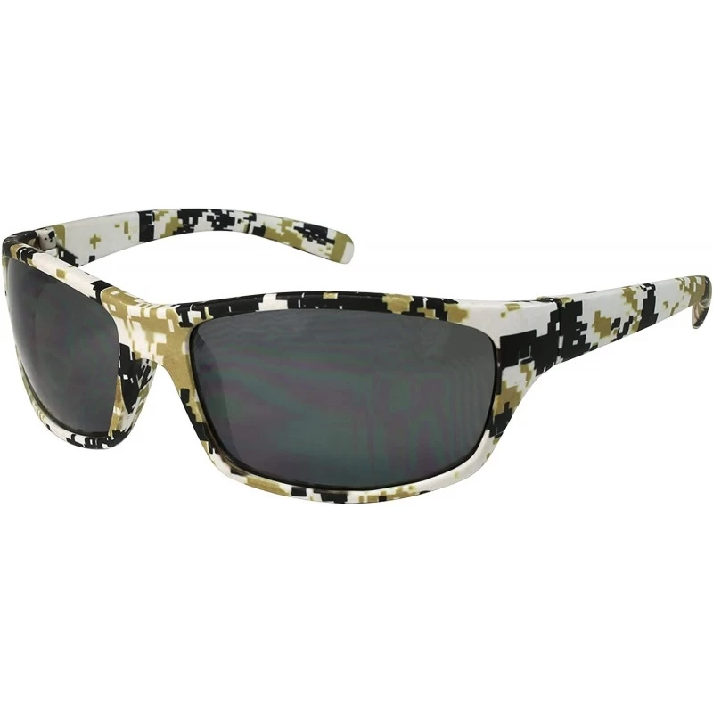 Sport Sports Sunglasses with Flash Mirror Lens 570010P-FM - White/Green Camo - CD12360QCOZ $11.19