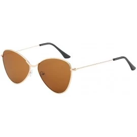 Wrap Sunglasses For Men Women Classic Half Frame Polarized Metal Mirror Semi-Rimless Eye Glasses - Gold - CO18S6II032 $8.14