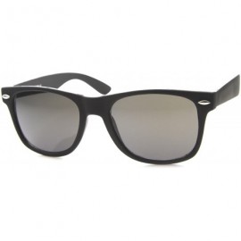Wayfarer Iconic Rubber Coated Wide Temples Square Lens Horn Rimmed Sunglasses 54mm - Black / Smoke - C0126OMV8AJ $8.31