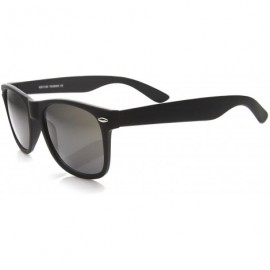 Wayfarer Iconic Rubber Coated Wide Temples Square Lens Horn Rimmed Sunglasses 54mm - Black / Smoke - C0126OMV8AJ $8.31