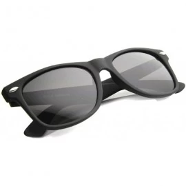 Wayfarer Iconic Rubber Coated Wide Temples Square Lens Horn Rimmed Sunglasses 54mm - Black / Smoke - C0126OMV8AJ $8.31