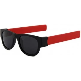 Aviator Creative Foldable Men Women Sunglasses Wristband Slappable Sun Glasses Black - Red - CM18Y3OM54A $6.67