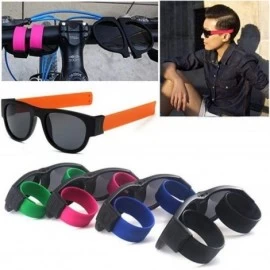 Aviator Creative Foldable Men Women Sunglasses Wristband Slappable Sun Glasses Black - Red - CM18Y3OM54A $6.67