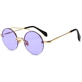Sport Retro circular sunglasses - narrow and modern fashion street shooting model show - C3 Gold-framed Purple Tablets - CB18...