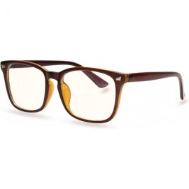 Square Plain Glasses Frame for Women Men non prescription Plastic full Frame Clear Lens - Brown - CG18QH95OWN $9.26