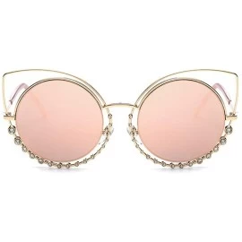 Oversized Crystal Accent Double Rim Cat-eye Sunglasses - CB18RQ6SAKD $22.27