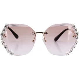 Goggle Sparkling Luxury Crystal Cutting Lens Sunglasses UV 400 Protection Rhinestone Sunglasses Fashion Eyewear - Tawney - CU...