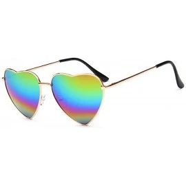 Goggle Heart Sunglasses Thin Metal Frame Hippie Lovely Aviator Style Eyewear - Gold Frame/Muticolored - C618DYNN5MK $9.39