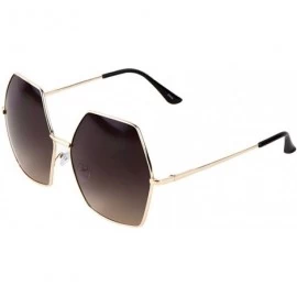 Butterfly Oversized Round Corners Geometric Polygon Sunglasses - Smoke Gold - C71907ZHQMZ $26.18
