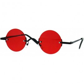 Oversized Hippie Groove Round Circle Rimless Lens Color Sunglasses - Black Red - C2188220HC5 $26.29