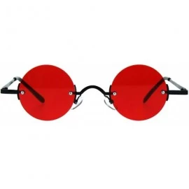 Oversized Hippie Groove Round Circle Rimless Lens Color Sunglasses - Black Red - C2188220HC5 $14.23