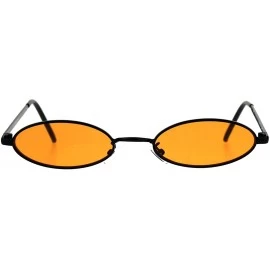 Oval Super Skinny Sunglasses Womens Oval Flat Metal Frame Color Lens UV400 - Black (Orange) - C618GL8WLGK $20.17