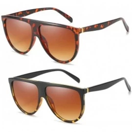 Square Square Oversized Sunglasses for Women Men Flat Top Fashion Sunnies - 02 Black Leopard+tortoise(2pack) - CI18HTWNT2T $2...
