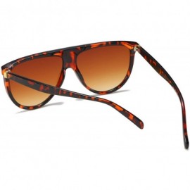 Square Square Oversized Sunglasses for Women Men Flat Top Fashion Sunnies - 02 Black Leopard+tortoise(2pack) - CI18HTWNT2T $1...