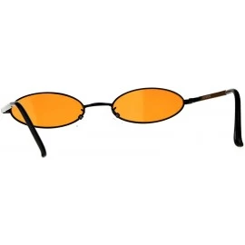 Oval Super Skinny Sunglasses Womens Oval Flat Metal Frame Color Lens UV400 - Black (Orange) - C618GL8WLGK $9.54