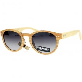 Round Polarized Real Bamboo Sunglasses Designer Fashion Round Keyhole UV 400 - Light Wood (Smoke) - CK1874ZXKLC $16.39