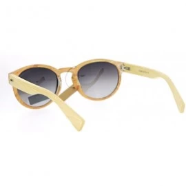 Round Polarized Real Bamboo Sunglasses Designer Fashion Round Keyhole UV 400 - Light Wood (Smoke) - CK1874ZXKLC $16.39