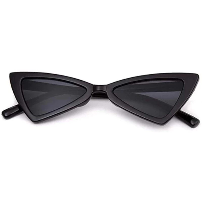 Cat Eye Fashion Cat Eye/Triangle Sunglasses - 80s Style - Black Frame Grey - CM18XIUIZCZ $12.00