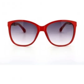 Square Womens Fashion Sunglasses Soft Square Frame Designer Chain Temple - Red - CZ11X91M471 $9.00