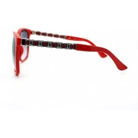 Square Womens Fashion Sunglasses Soft Square Frame Designer Chain Temple - Red - CZ11X91M471 $9.00